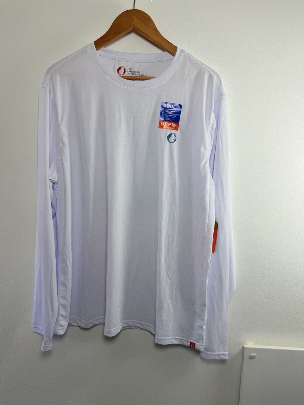 The American Outdoorsman Men XL Rash Guard UPF 40 Fishing Sun Shirt White NWT - Picture 8 of 14